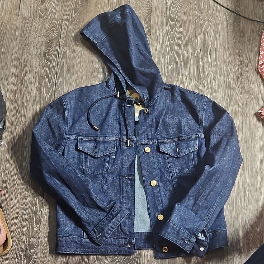 Michael Kors Dark Blue Hooded Denim Jacket